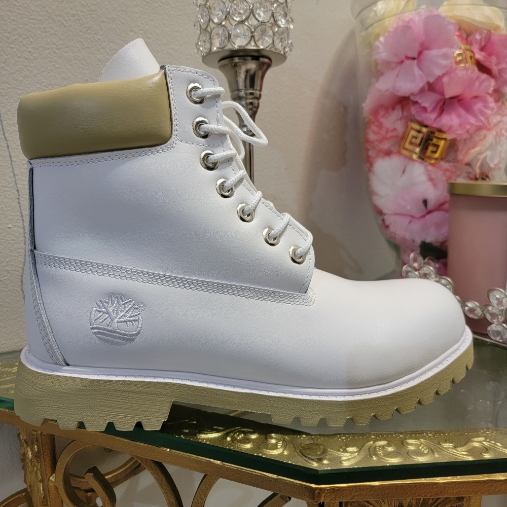 Brand new beige Timberland boots custom
